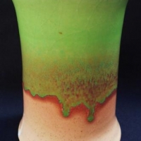 Vintage Australian pottery vase by Bendigo pottery in green & cream glaze - Sold for $56 - 2017