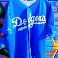 Vintage LA DODGERS Baseball Jersey - reversible - Blue w Dodgers across front + White w Thin Blue Pinstripes & LA to breast pocket - majestic label, s - Sold for $31 - 2017