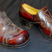 Vintage small size leather platform shoes - Sold for $25 - 2017