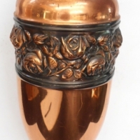 Large c1920/30's COPPER vase - Raised band of Roses to top, classical shape - 41cm H - Sold for $75 - 2017