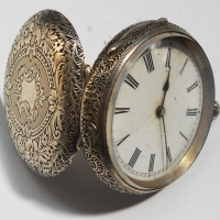 c1900 Sterling silver ladies pocket watch with engraved floral case - Sold for $37 - 2017