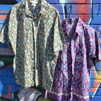 2 x Vintage MENS SUMMER Shirts - fab 80's Playback label & 70's Jiffy Label - Fab designs & colours - Sold for $27 - 2017