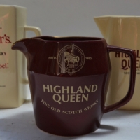 3 x Pces vintage ceramic jugs incl Highland Queen & Dewars - Wade & Castle ceramics - Sold for $43 - 2017