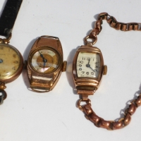 3 x Vintage ladies watches incl 1940's watch with Handley 9ct gold case, Palix, etc - Sold for $50 - 2017