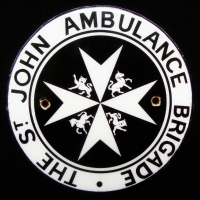 Vintage round enamel sign for St Johns Ambulance Brigade 15cm diameter - Sold for $43 - 2017