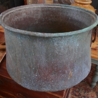 c1900 copper jam pot with cast iron handles - Sold for $75 - 2017