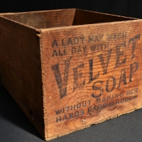C1900 Wooden box advertising J Kitchen & Sons Candles & Velvet soap Melbourne - Sold for $106 - 2017