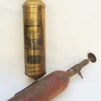 2 x Vintage brass & copper fire extinguishers - Sold for $37 - 2017