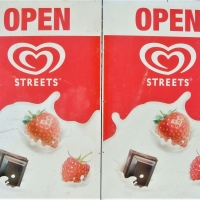 2 x Vintage metal Streets Strawberry Ice-cream signs - Sold for $31 - 2017