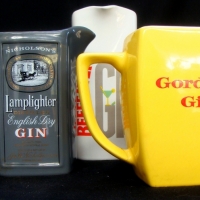 3 x Pces vintage ceramic jugs incl Gordon's Gin, Beefeater Gin, etc - Sold for $75 - 2017