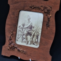 Framed WW1 Photograph of a British soldier with Lee Enfield rifle - Sold for $43 - 2017