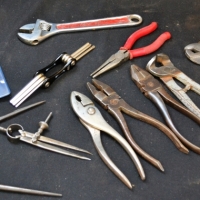 Tray of tools incl adjustable spanners, pliers, cutters, etc - Sold for $31 - 2017