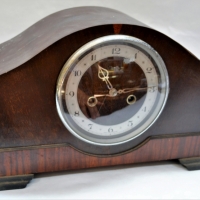 1950s Mantle clock in veneered case by Enfield England - Sold for $62 - 2017