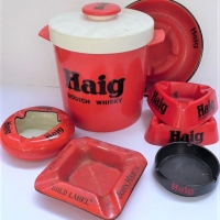 Group of Haig Scotch Whisky merchandise including Ice bucket and various ashtrays - Sold for $37 - 2017