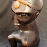 Vintage Carved wooden seated Kenyan figurine - Sold for $31 - 2017