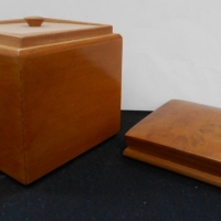 Vintage lidded box with burl top - Sold for $27 - 2017