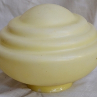 c1940  50's Round glass ceiling light shade, cream coloured stepped - Sold for $35 - 2017
