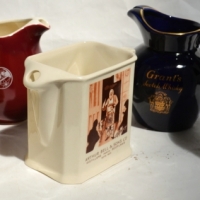 Group lot vintage ceramic whisky jugs incl Royal Doulton McCallums (af), Grants, Bells, etc - Sold for $37 - 2017