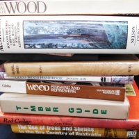 Group of wood reference books incl Forest trees of Australia, Red Cedar, Colonial timbers etc - Sold for $31 - 2017