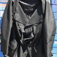 Modern YOHJI YAMAMOTO Ladies Jacket - Wide open Lapels, all Buttons & semi hidden belt, 34 length, size 3 - Sold for $87 - 2017