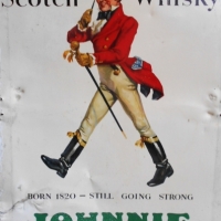 Vintage tin Johnnie Walker Real Scotch Whisky advertising sign - 30 x 20cms - Made in England - Sold for $56 - 2017