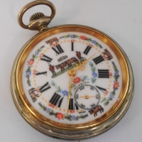 c1980's ASRA Pocket watch with etched back & decorative dial - Sold for $87 - 2017