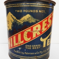 1920s Hillcrest Tea tin for Peterson & Co by Wilson Bros Melbourne - 2lbs net - Sold for $211 - 2018