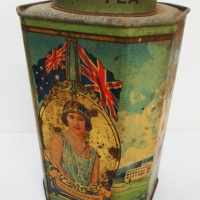 1927 Bushells tin Souvenir of the opening of Federal parliament in Canberra by The Duke & Duchess of York - Sold for $112 - 2018