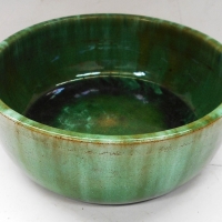 1930's John Campbell Tasmania Australian pottery bowl in green glaze - 17cm D - Sold for $50 - 2018