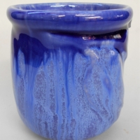 1940s Melrose Australian pottery miniature vase with moulded gum leaves in blue glaze - Sold for $50 - 2018