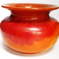 1940s Melrose Australian pottery vase bright orange glaze -10cm tall - Sold for $211 - 2018