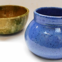 2 x Miniature 1930s pots by John Campbell Tasmania - Eggshell blue & green - Sold for $43 - 2018