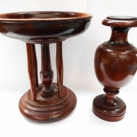2 x Wood Turnings - Blackwood Centerpiece bowl on 5 columns & Blackwood candlestick - Sold for $99 - 2018