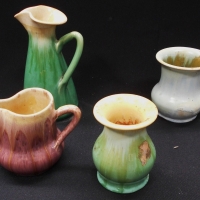 4 x Pces Remued Australian pottery - 2 jugs & 2 small vases shapes 20, 21, 198 & 39 tallest 15cm - Sold for $37 - 2018