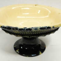 Australian pottery footed bowl in blue & Cream glaze attributed to James Campbell Brisbane marked with an X to base Af two hairlines to bowl - Sold for $62 - 2018