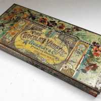 C1900 A Hoadley & Co chocolate tin featuring scenes of  Princess Bridge Melbourne - Sold for $62 - 2018