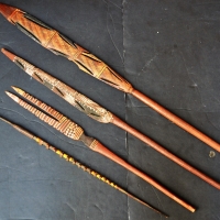 Group of 4 north Queensland Aboriginal spear heads incl fishing spears etc - Sold for $186 - 2018