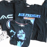 Group lot various Band and Gig t-shirts incl The Rolling Stones, Putrid Pile, Ace Frehley and Boys II Men - Sold for $27 - 2017