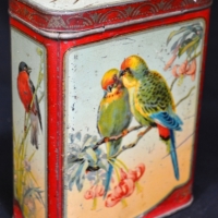 Victory Gums and Lozenges tin with Bird scenes incl Love birds, Swallows and red breasted robin - Sold for $87 - 2017