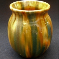 1930's Australian Pottery - John Campbell ceramic drip glazed vase, approx 8cm - inclised to base - Sold for $50 - 2018