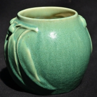 1930s Green Australian pottery vase with Gum nut & Gum leaf Decoration by Melrose pottery - Sold for $62 - 2018