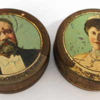 2 x c1913 Miniature tins Featuring HM Queen Mary & French President Poinclare - Sold for $27 - 2018
