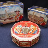 3 x 1936-7 Edward Coronation Souvenir tins for Rowntree & Pheonix Biscuit Co Melbourne - Sold for $93 - 2018