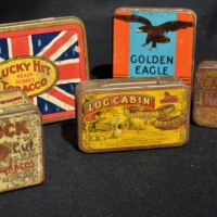 Group of Australian tobacco tins incl Bugler, Golden Eagle, Lucky Hit, Log cabin etc - Sold for $43 - 2018