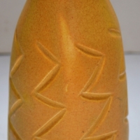Vagn Nykel Australian Pottery VASE - Yellow w inclised ZIG ZAG decoration, signed to base - 195cm H - Sold for $37 - 2018