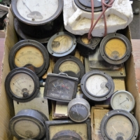 Box lot assorted vintage gauges - mostly amp and milliamp, etc - Sold for $174 - 2018
