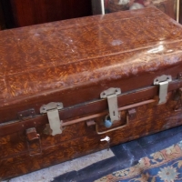c1940s 'Crown Brand, England' metal shipping trunk - Sold for $35 - 2018