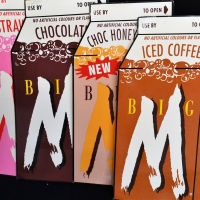 Group lot BIG M shop display cut advertising signs incl Choc Honey Malt, Strawberry, Iced Coffee & Chocolate - Sold for $62 - 2018