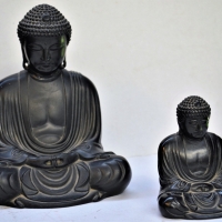 2 Japanese Bronze Buddhas both signed to base - Sold for $75 - 2018