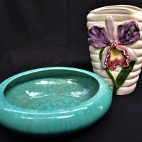 2 x Pces vintage Australian Pottery incl Diana 'Orchid' vase & MCP float vase - Sold for $50 - 2018